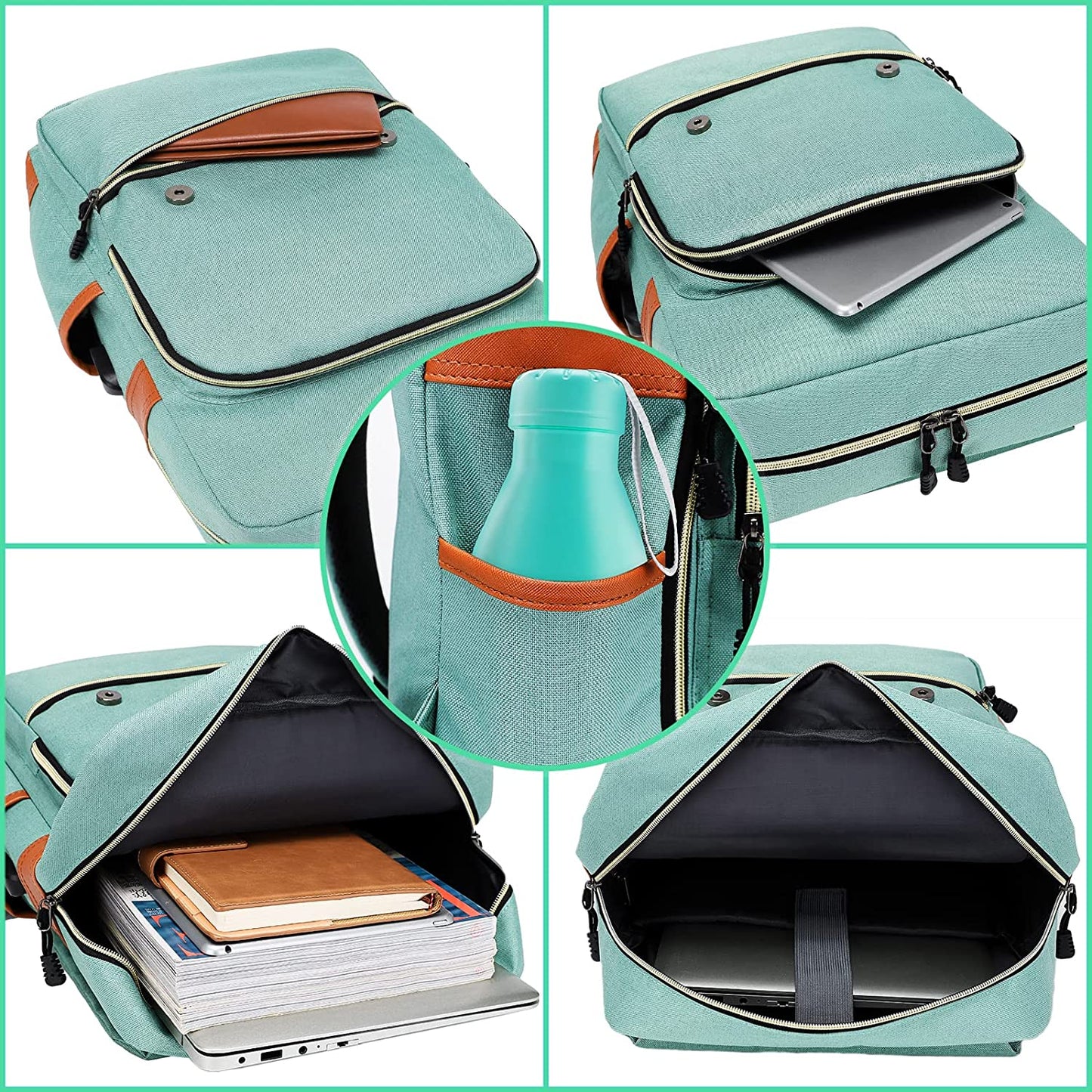 Vintage Laptop Backpack - Men & Women Travel Backpacks with USB Charging Port