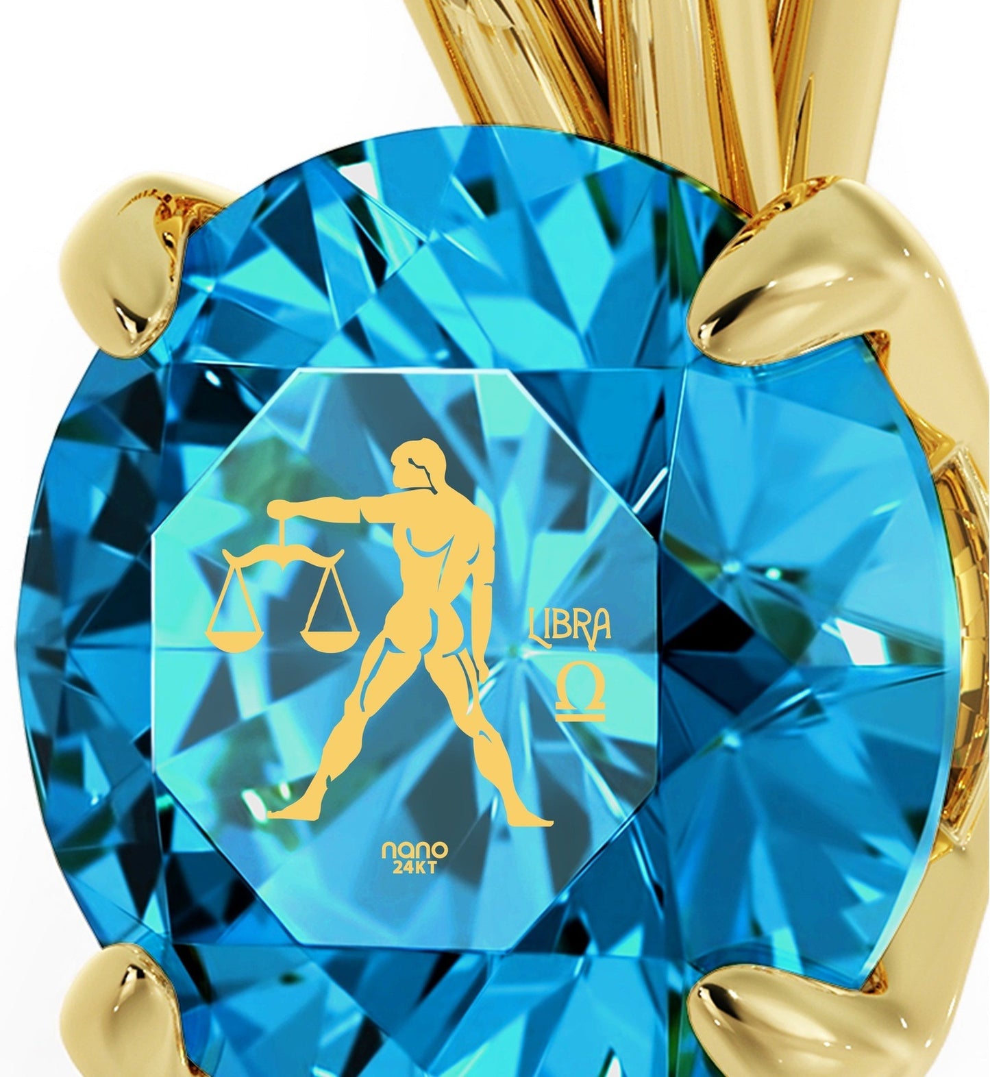 Libra Necklace 24k Gold Inscribed on Crystal