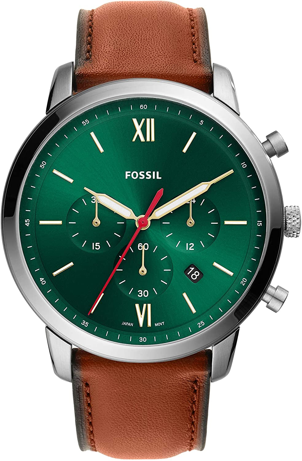 Fossil Neutral Men's Chronograph Watch - Stainless Steel Bracelet or Genuine Leather Band Watches
