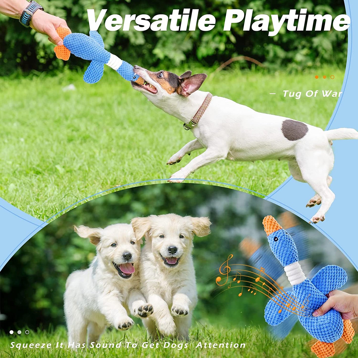 Indestructible Dog Toys for Aggressive Chewers - Crinkle Squeaky Dog Toys for Teething