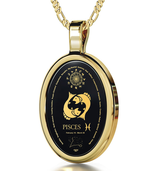 Pisces Necklace 24k Gold Inscribed
