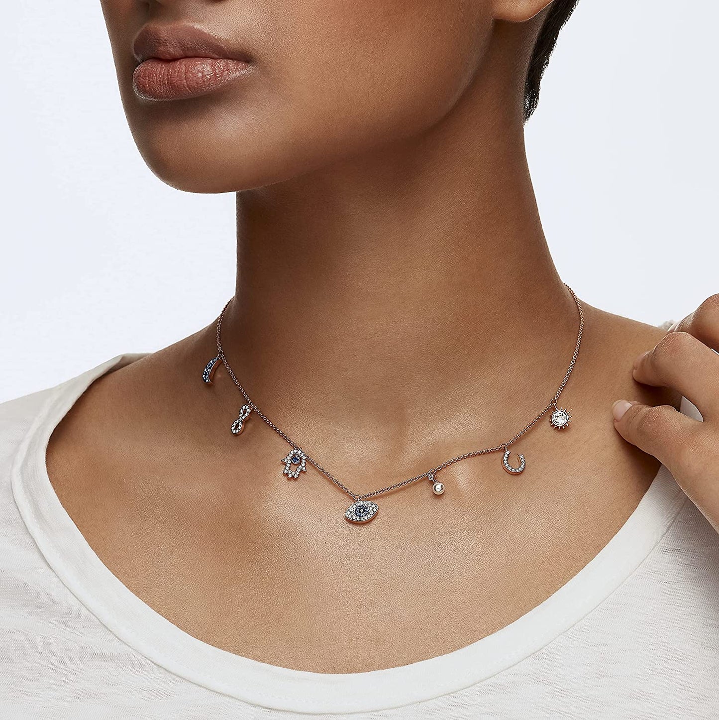 Evil Eye Symbolic Crystal Necklace Jewelry