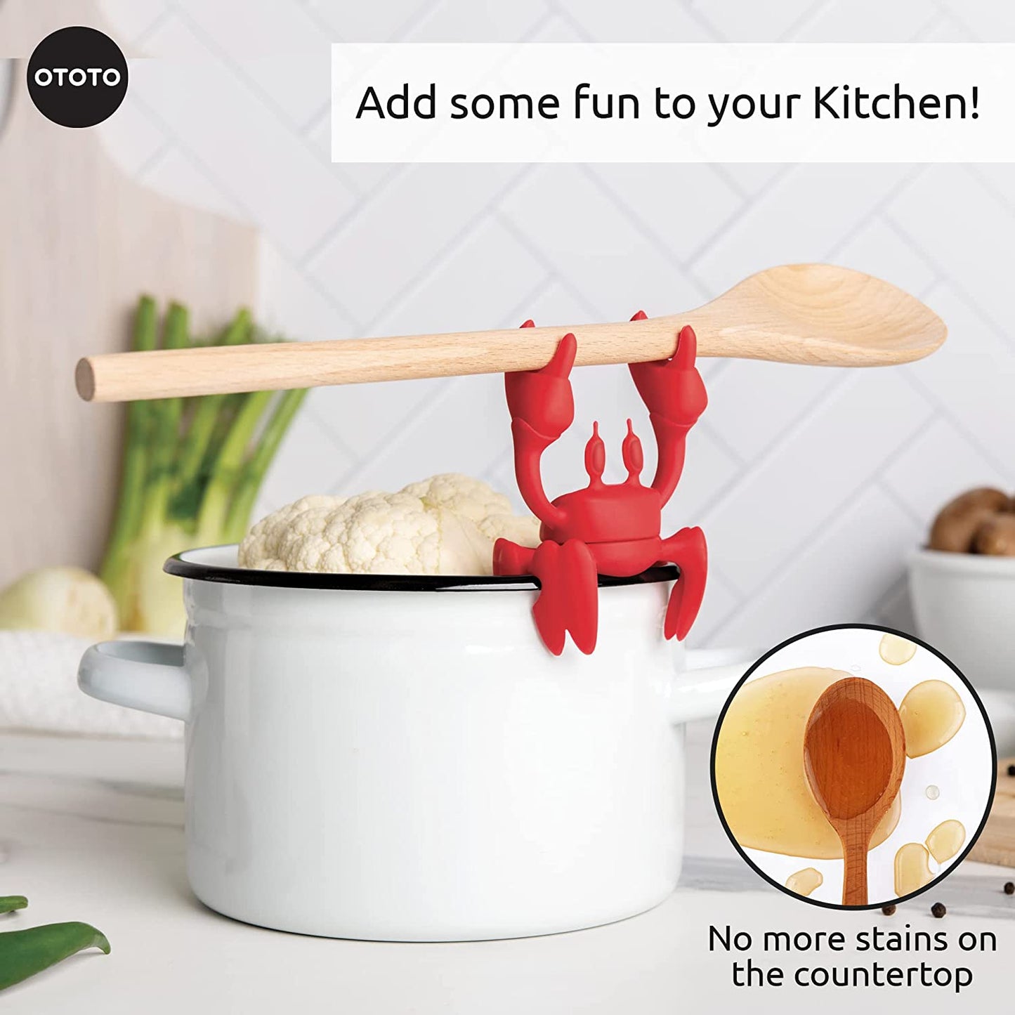 Utensil Holder - Heat Resistant Red Crab Silicone Utensil Rest Kitchen Gifts