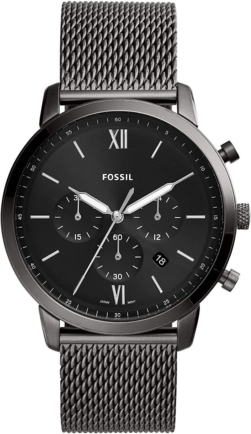 Fossil Neutral Men's Chronograph Watch - Stainless Steel Bracelet or Genuine Leather Band Watches