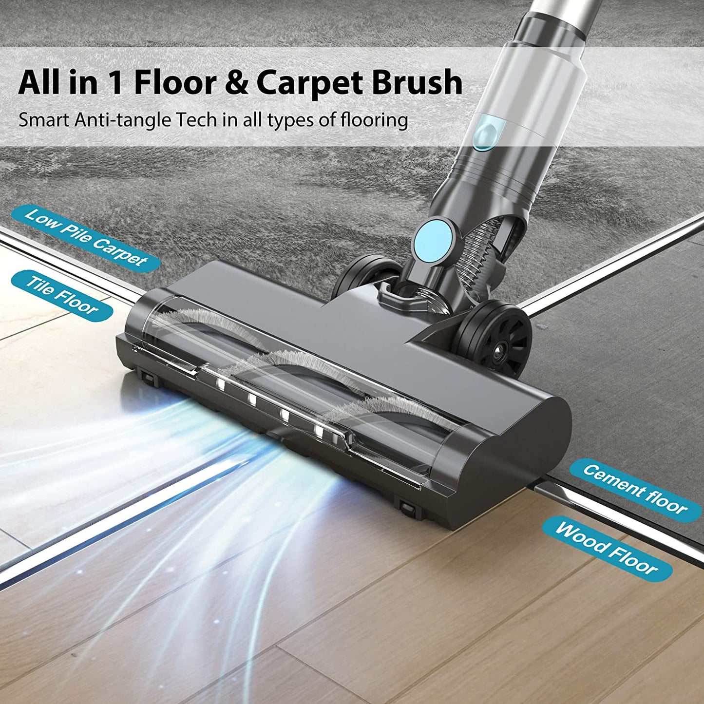 Cordless Vacuum Cleaner - LED Touch Display Vacuum with Brushless Motor