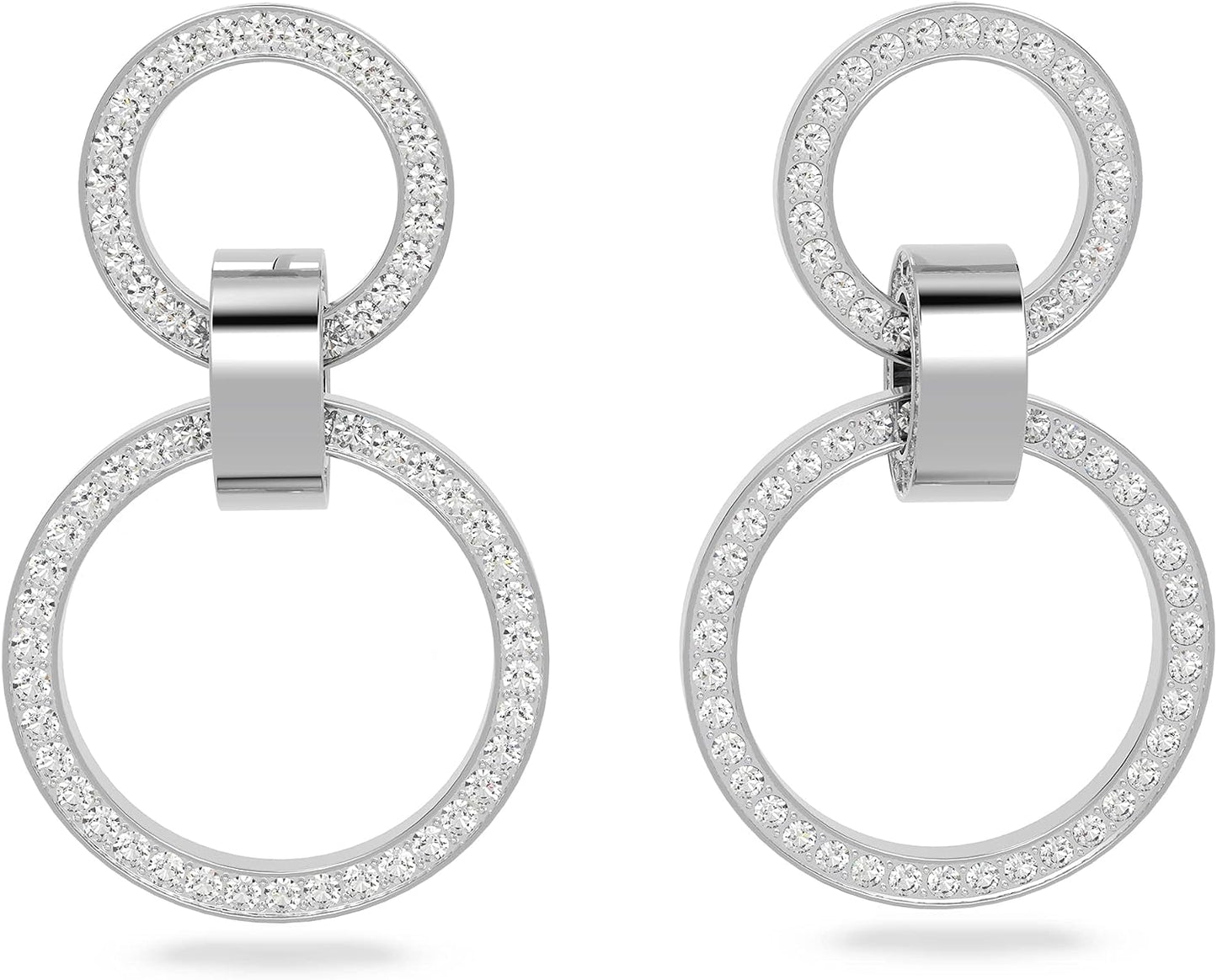 Hollow Crystal Necklace and Earrings Jewelry Rhodium & Rose Gold Tone Finish