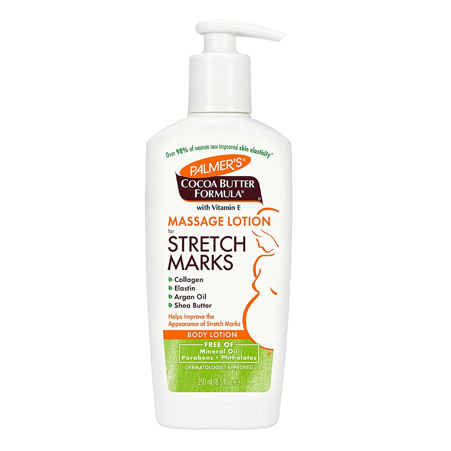 Cocoa Butter - Massage Lotion for Stretch Marks Pregnancy Skin Care - Belly Cream with Collagen Elastin Argan Oil and Shea Butter