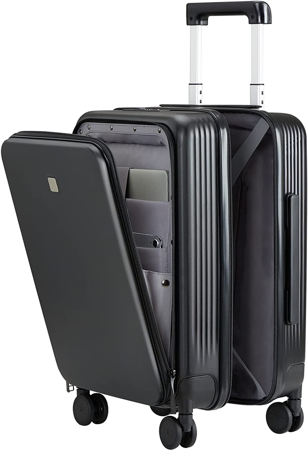 Carry on Luggage with Spinner Wheels Hard Suitcases with Front Pocket & TSA Lock