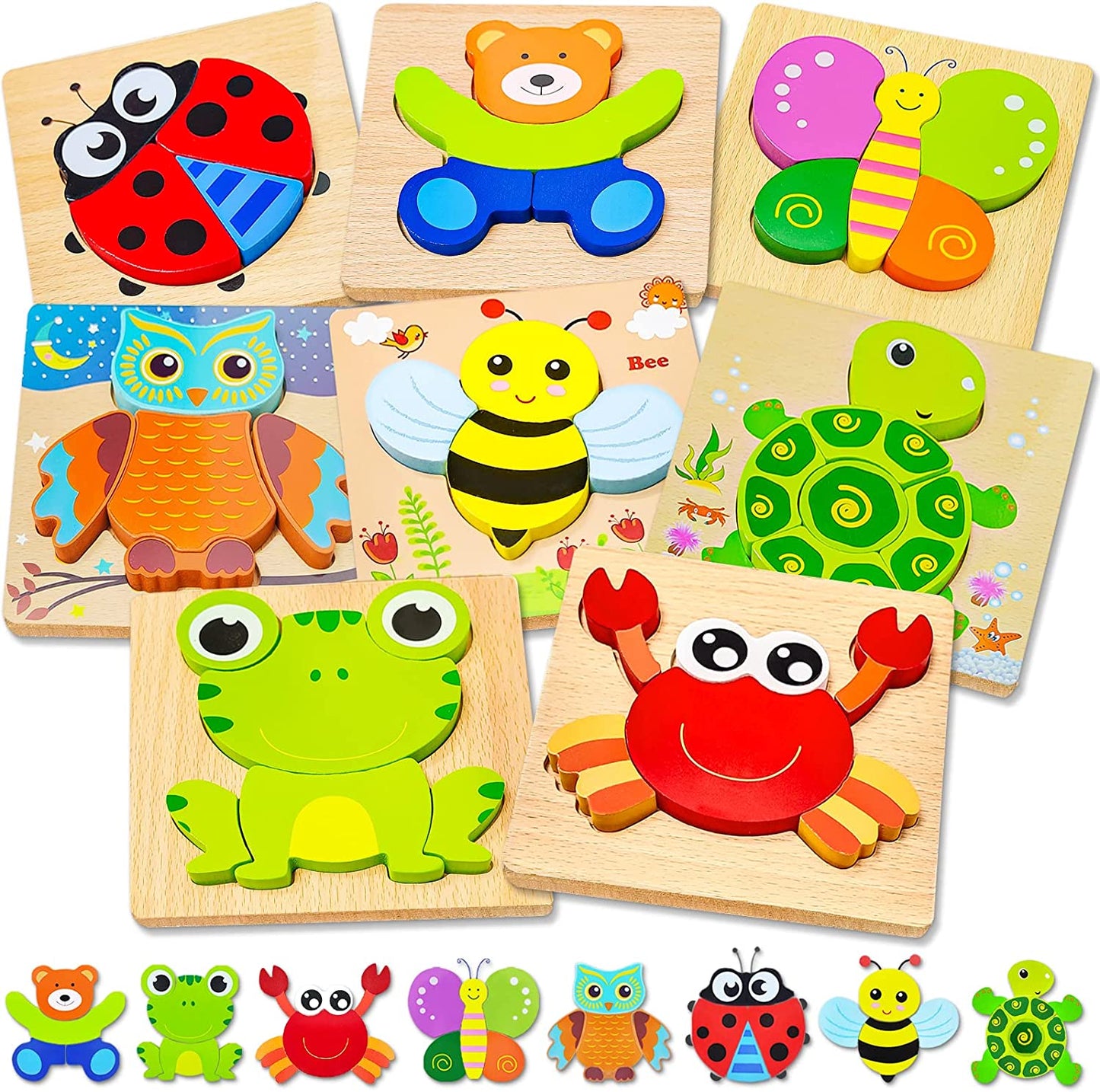 Wooden Puzzles Toys For Boys and Girls Animal Jigsaw Puzzles Learning Educational