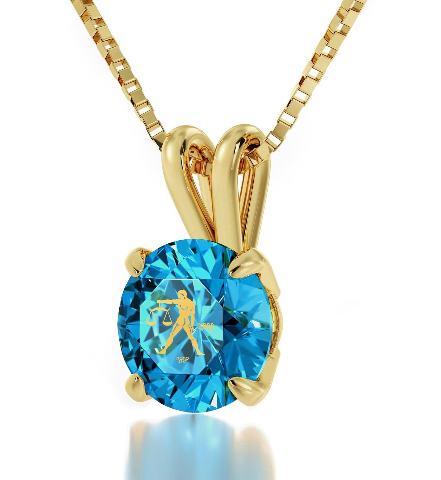 Libra Necklace 24k Gold Inscribed on Crystal