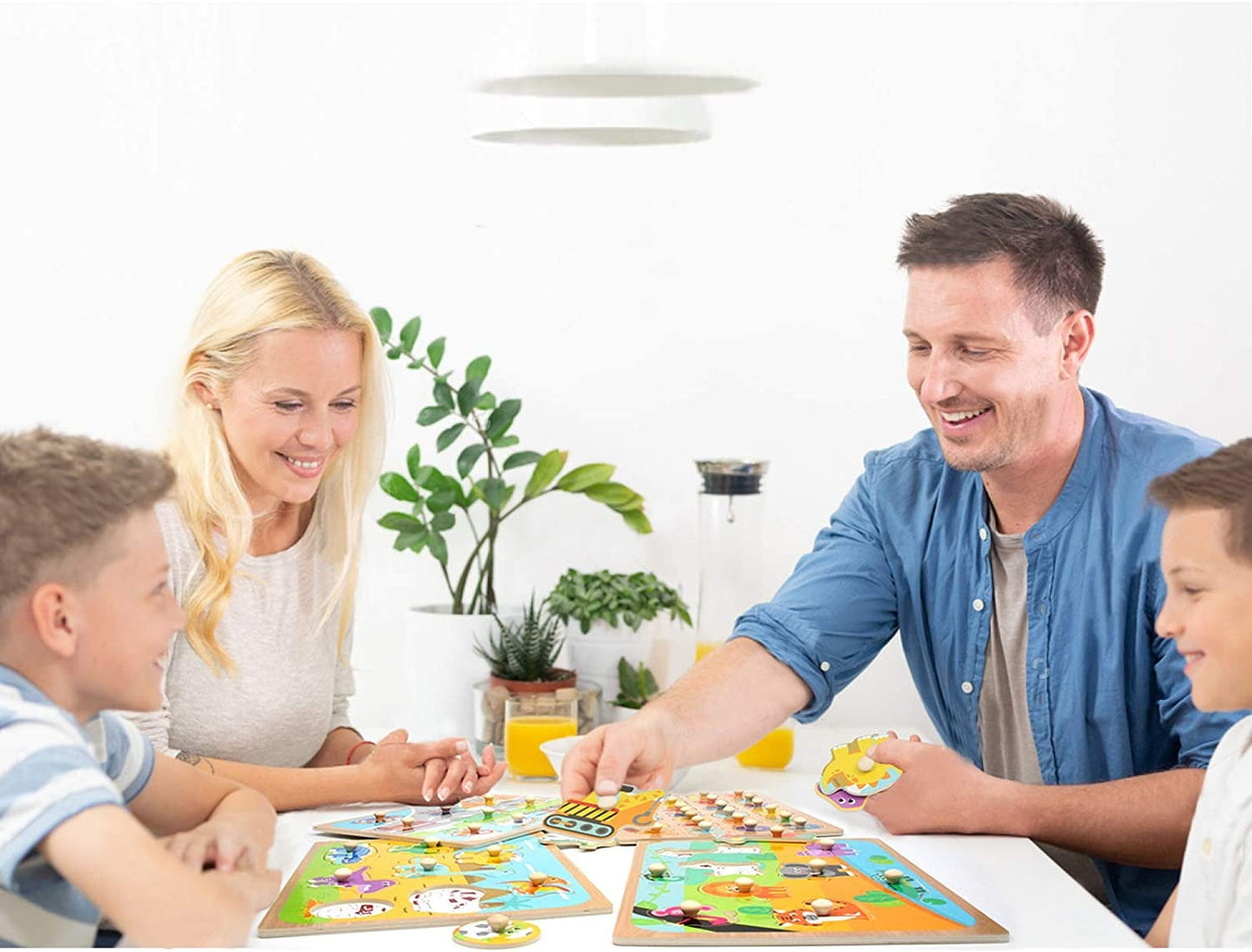 Toddler Puzzles and Rack Set - Educational Wooden Peg Puzzles Bundle with Storage Holder
