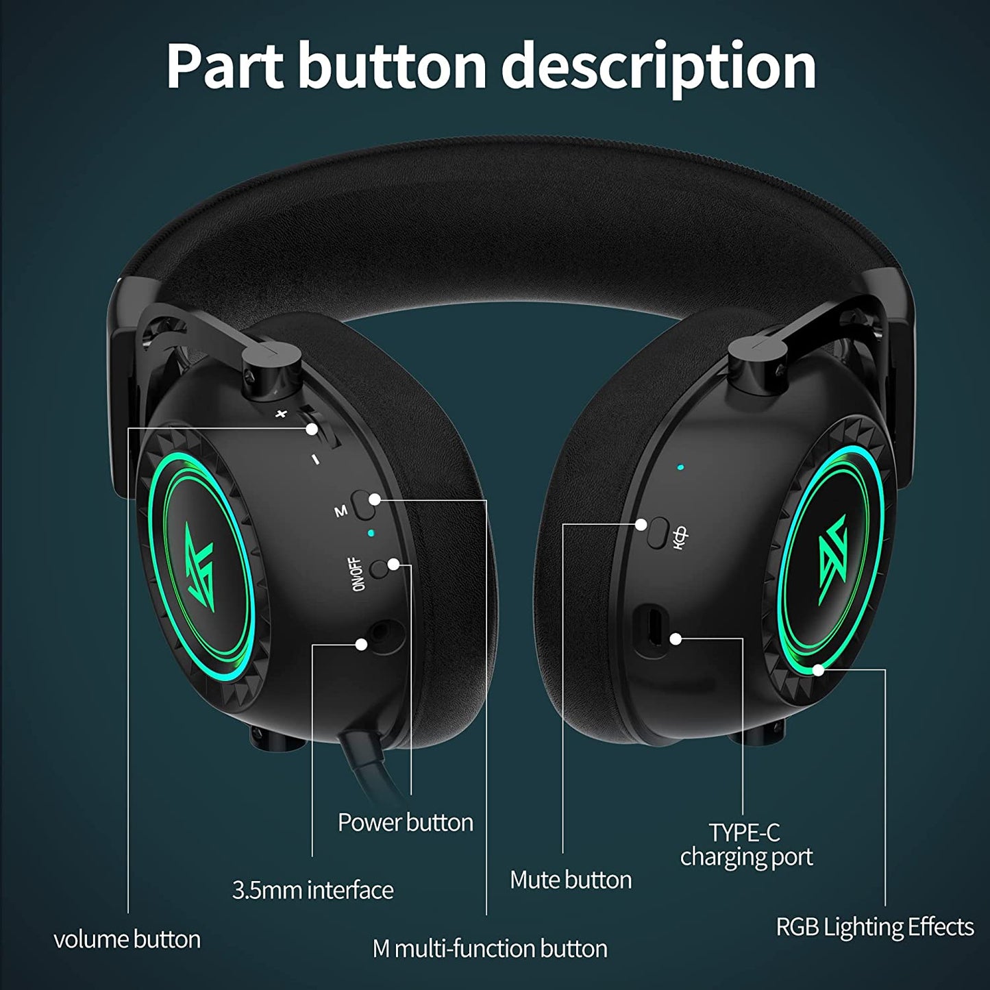 Gaming Headset - Wireless & Wired Bluetooth Headphone for PC PS5 Xbox