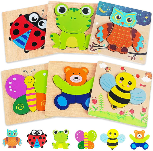 Wooden Puzzles Toys For Boys and Girls Animal Jigsaw Puzzles Learning Educational