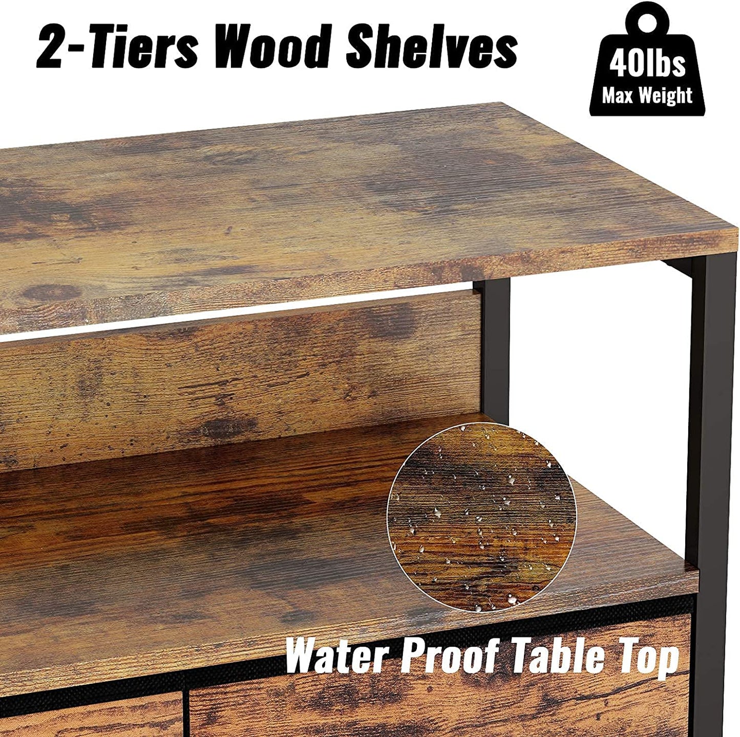 Bedroom Nightstand - Bedside Dresser Organizer with Storage Shelf