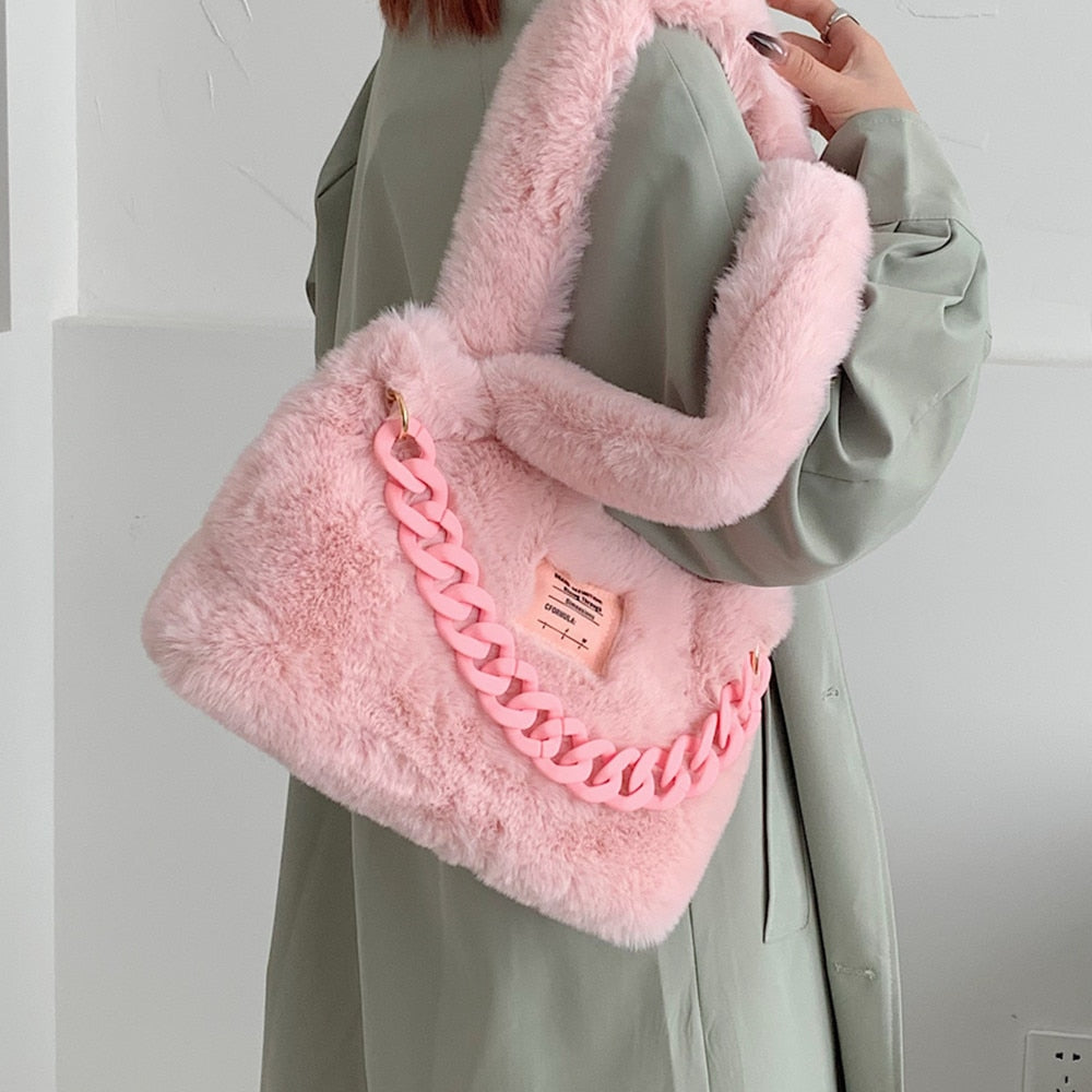 The Tote Bags Fluffy Faux Fur Tote Bag