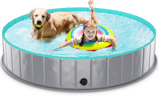 Dog Pool - Portable Outdoor Kiddie Swimming Durable PVC Pool for Dogs