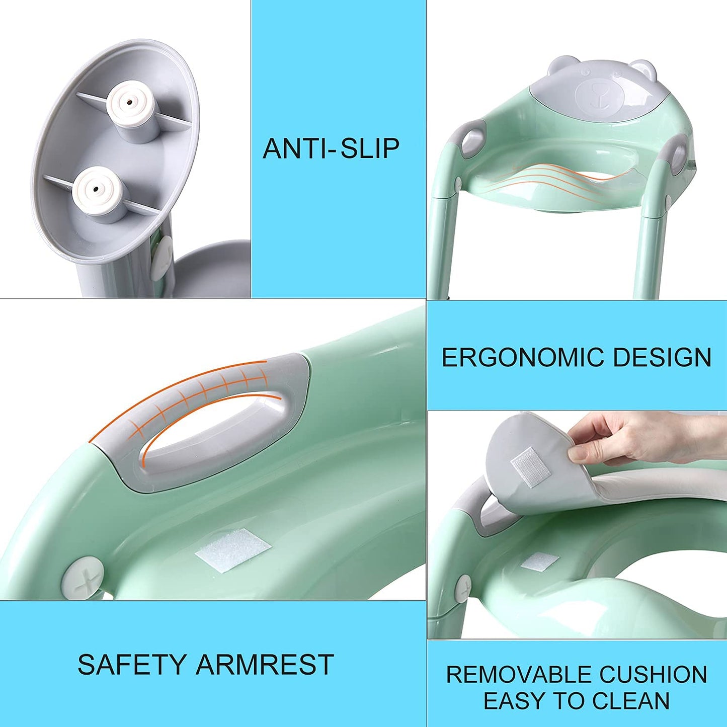 2-in-1 Potty Training Toilet Seat for kids - Toddler Potty Chair with Step Stool Ladder