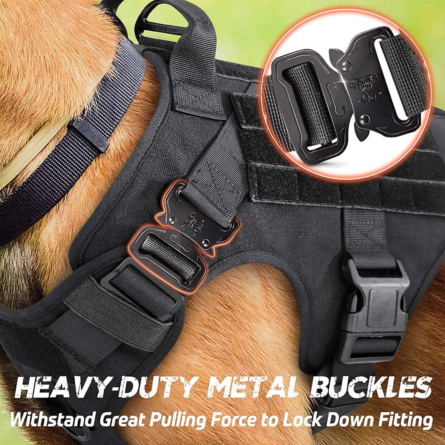 Dog Harness - Heavy Duty Dog Tactical Harness with Handle No-Pull Dog Vest