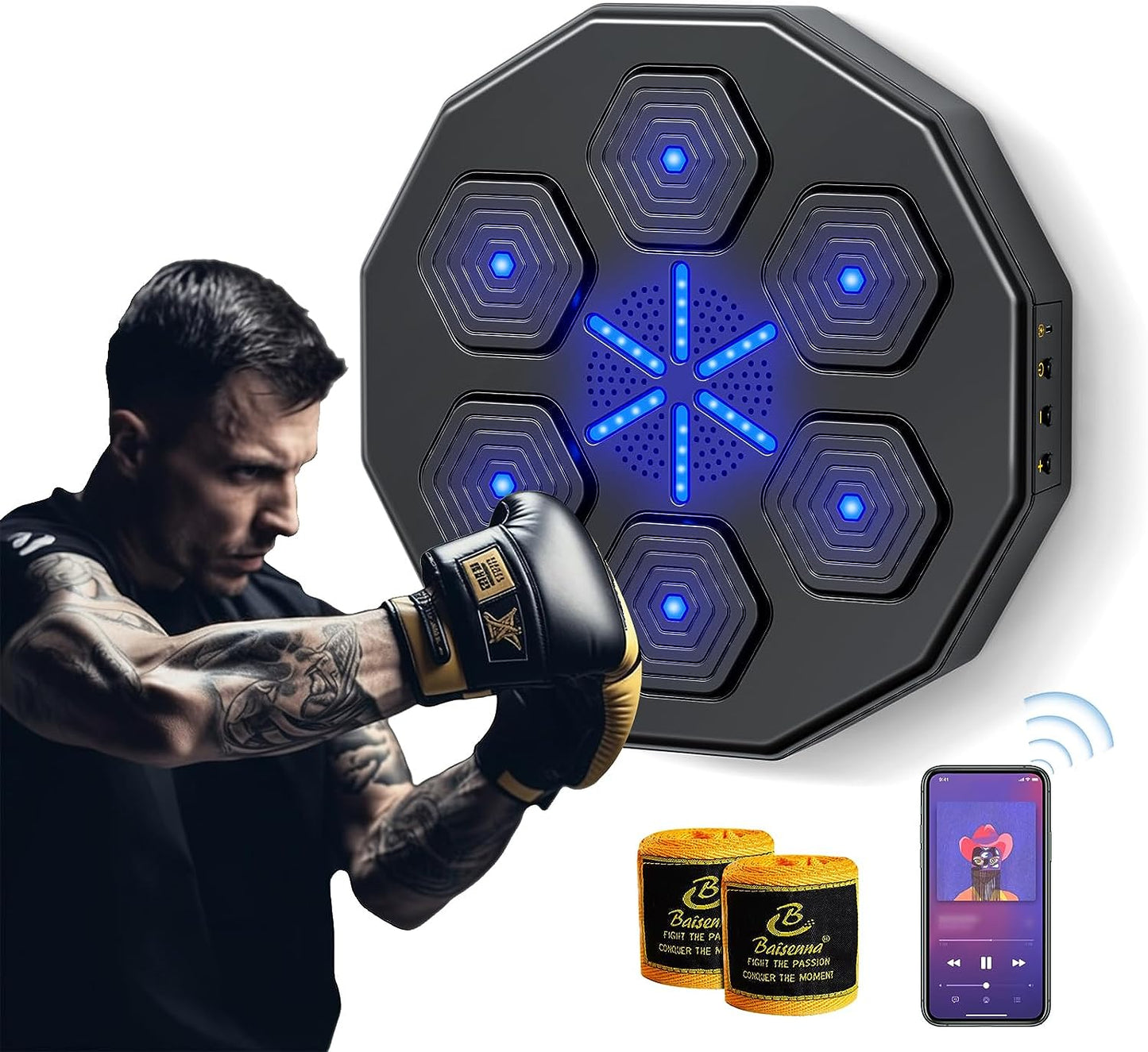 Music Boxing Machine - Wall Mount Music Boxer Smart Focus Training Punching Pads