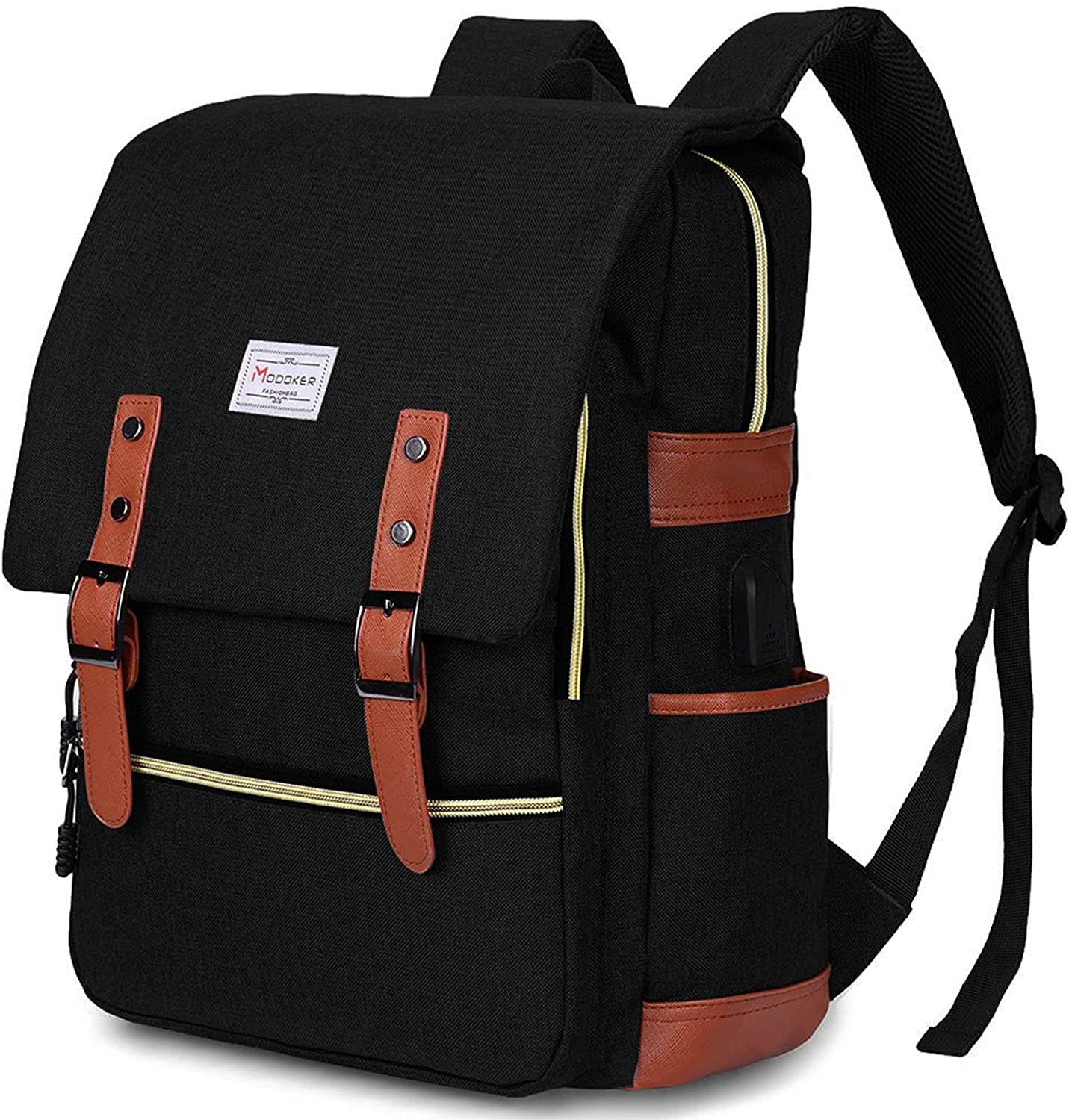 Vintage Laptop Backpack - Men & Women Travel Backpacks with USB Charging Port