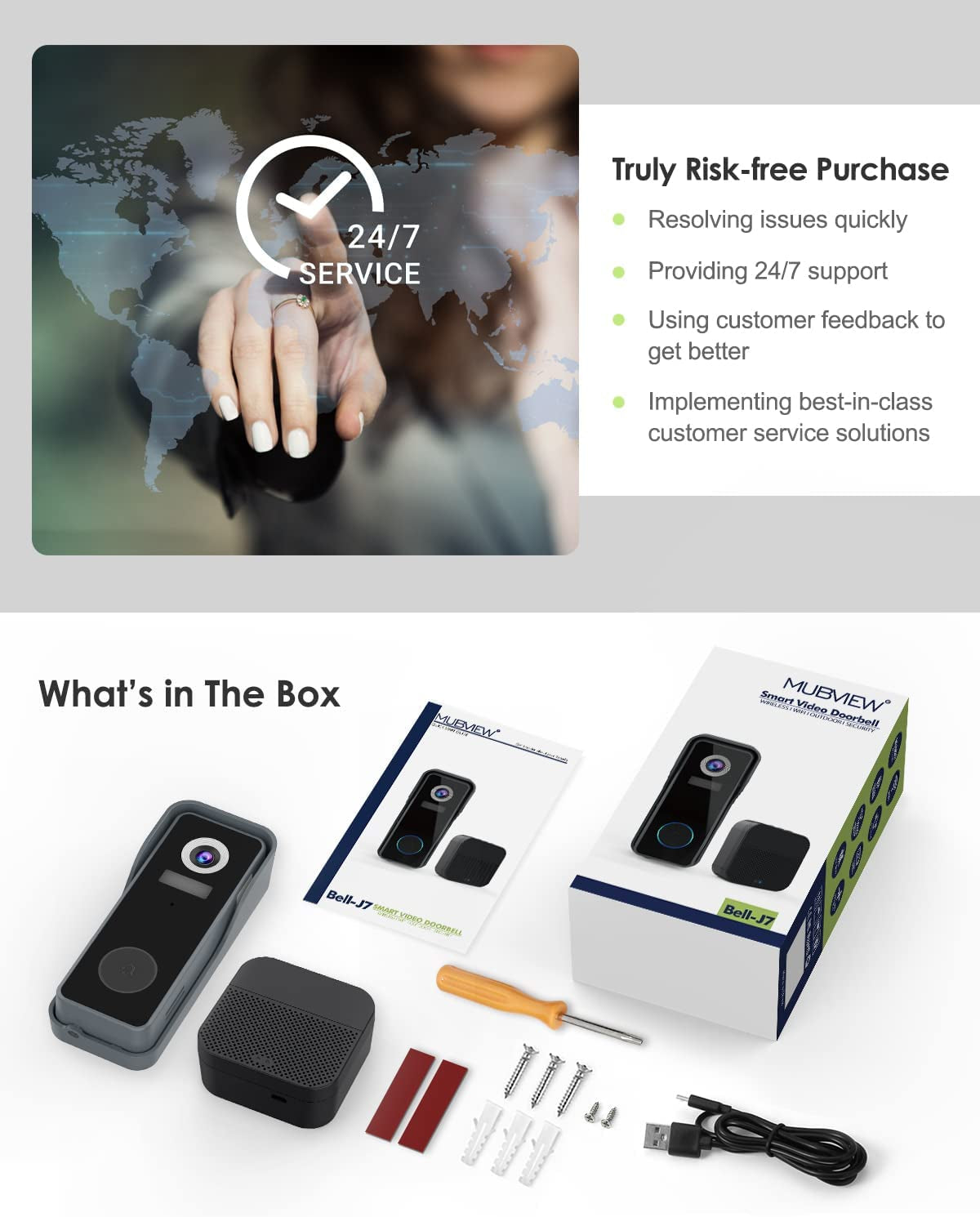 Wireless Doorbell Camera with Chime - Wifi Video Doorbell Camera