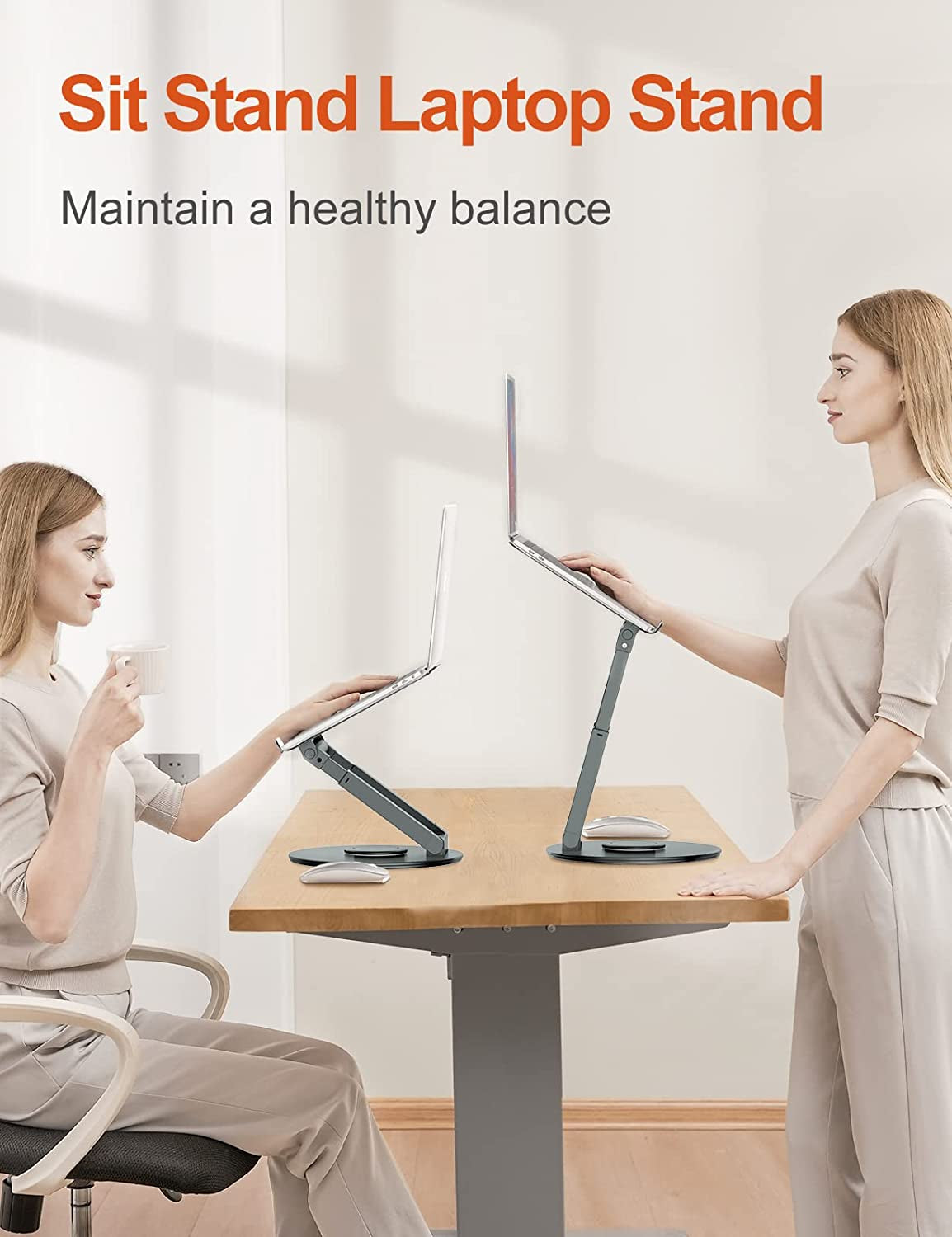 Adjustable Laptop Stand with 360° Swivel Base - Ergonomic Laptop Stand
