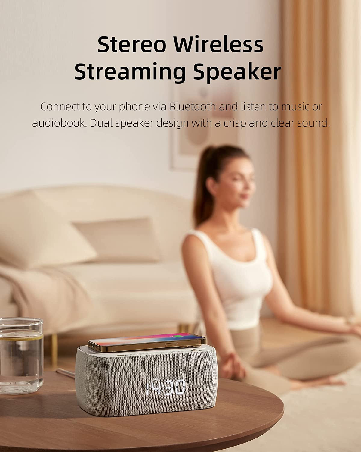 6 in 1 Smart Alarm Clock with Wireless Charger - Speaker and LED Display