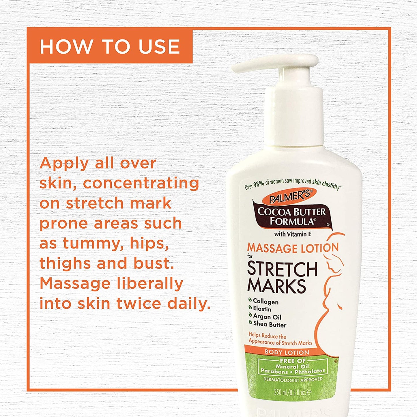 Cocoa Butter - Massage Lotion for Stretch Marks Pregnancy Skin Care - Belly Cream with Collagen Elastin Argan Oil and Shea Butter
