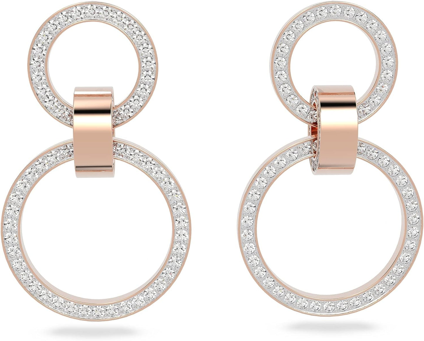 Hollow Crystal Necklace and Earrings Jewelry Rhodium & Rose Gold Tone Finish
