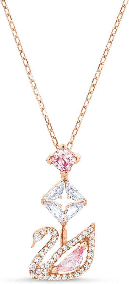 Dazzling Pink Crystals Swan Jewelry