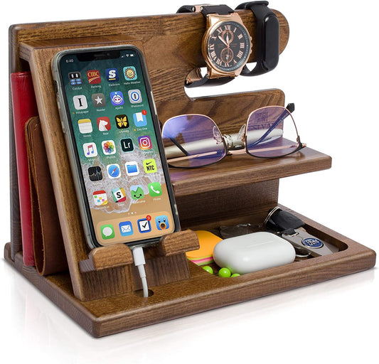Phone Docking Station - Key & Wallet Holder and Watch Organizer Stand