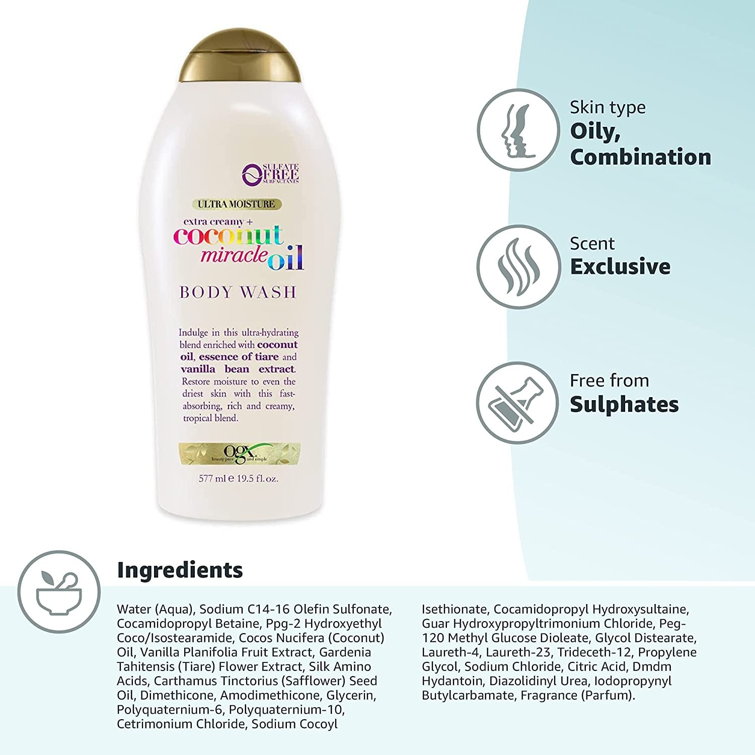 OGX Extra Creamy + Coconut Miracle Oil Ultra Moisture Body Wash
