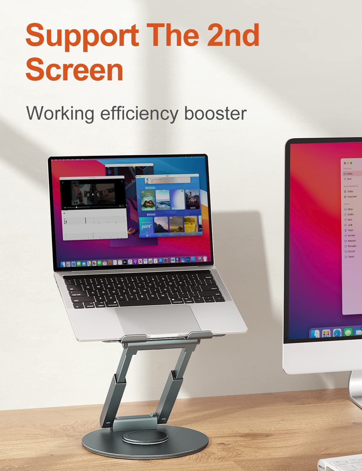 Adjustable Laptop Stand with 360° Swivel Base - Ergonomic Laptop Stand