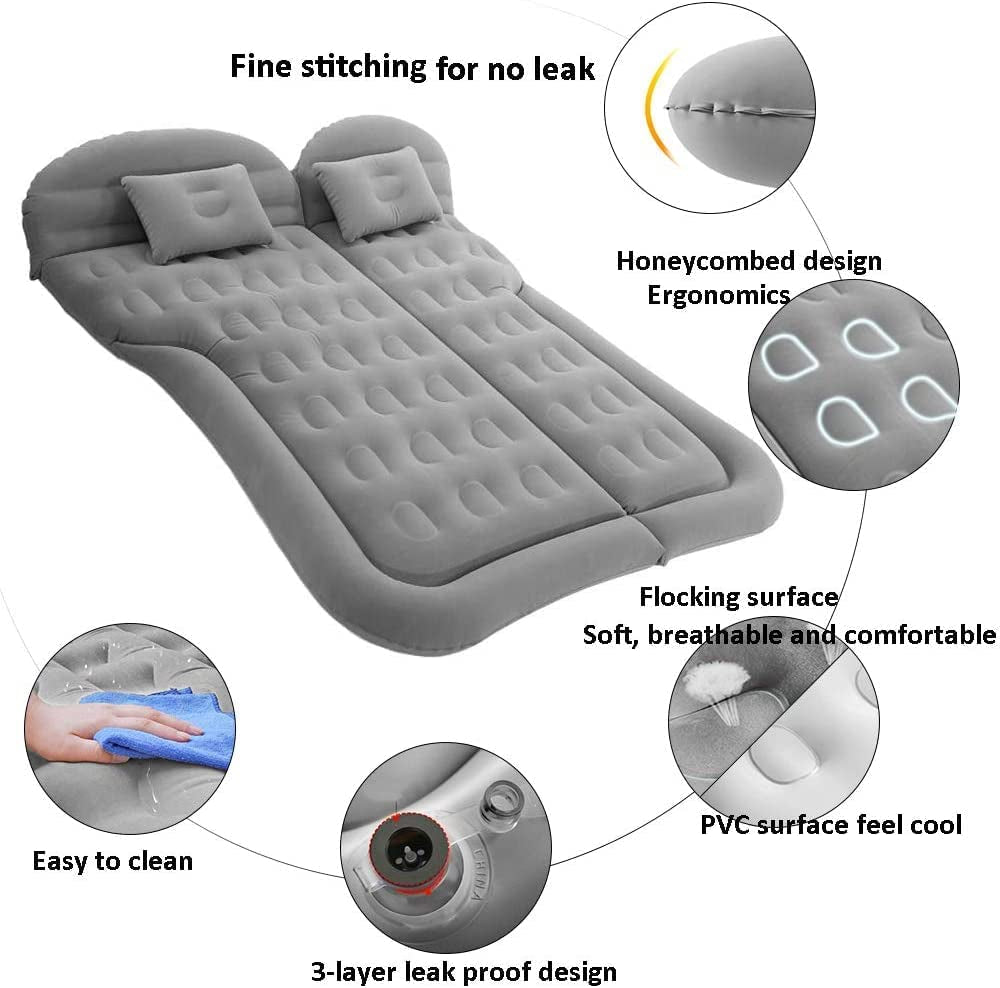 Camping Air Mattress Bed With Cushion Pillow - Inflatable Thickened Air Bed with Air Pump