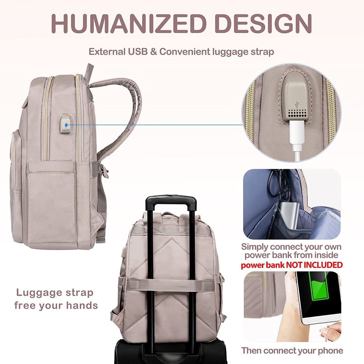 Laptop Backpack - Waterproof Laptop Bag with USB Port Travel Bags