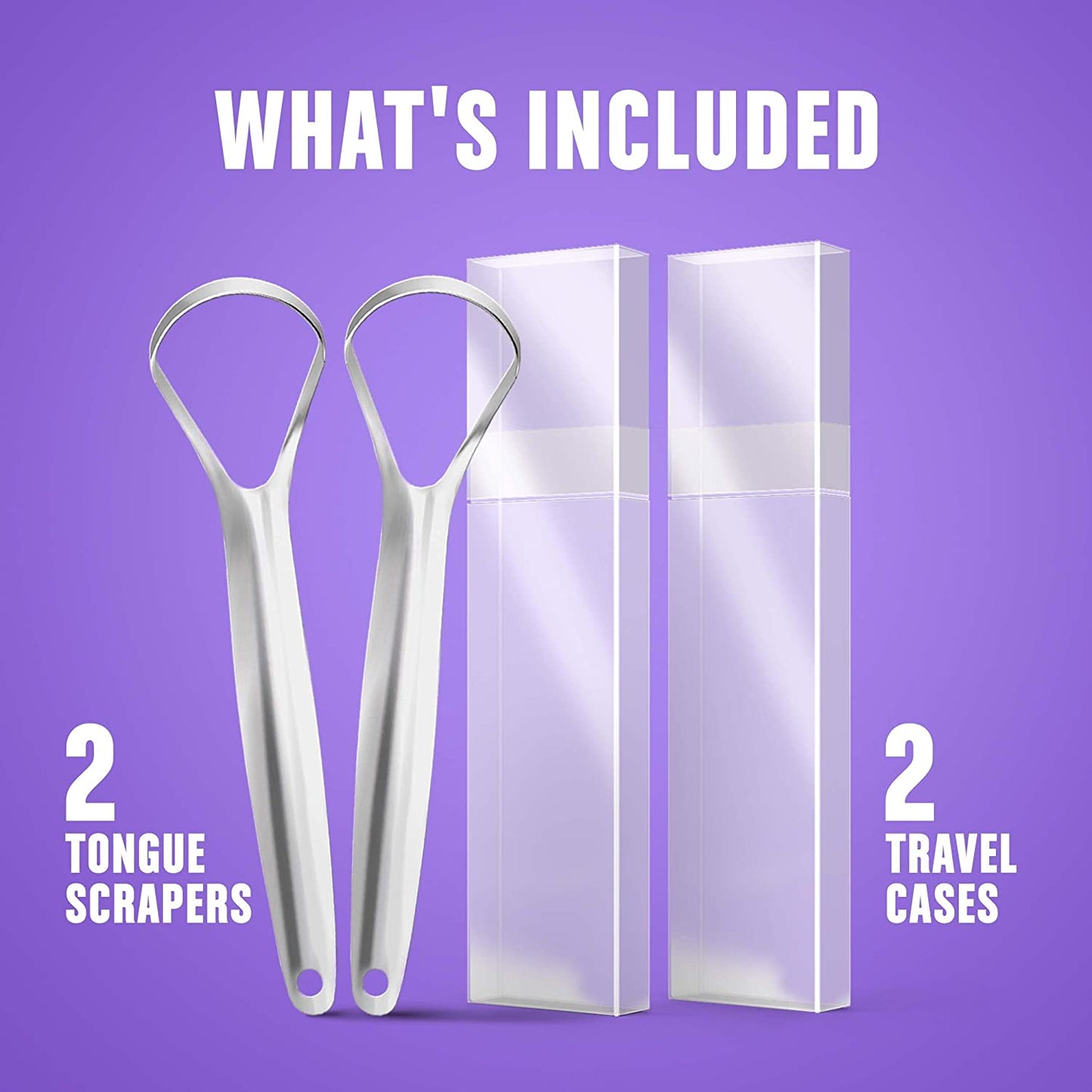 Stainless Steel Tongue Scraper - 2 Pack Tongue Cleaners
