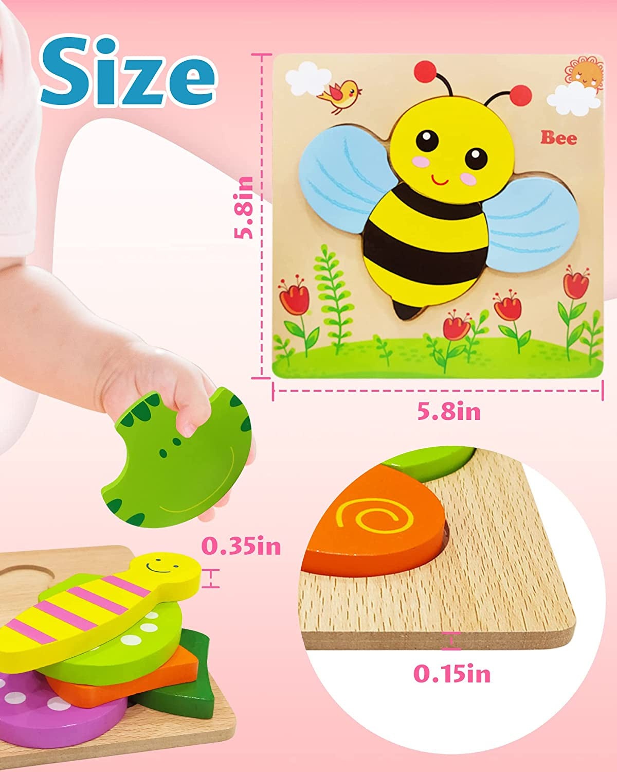 Wooden Puzzles Toys For Boys and Girls Animal Jigsaw Puzzles Learning Educational