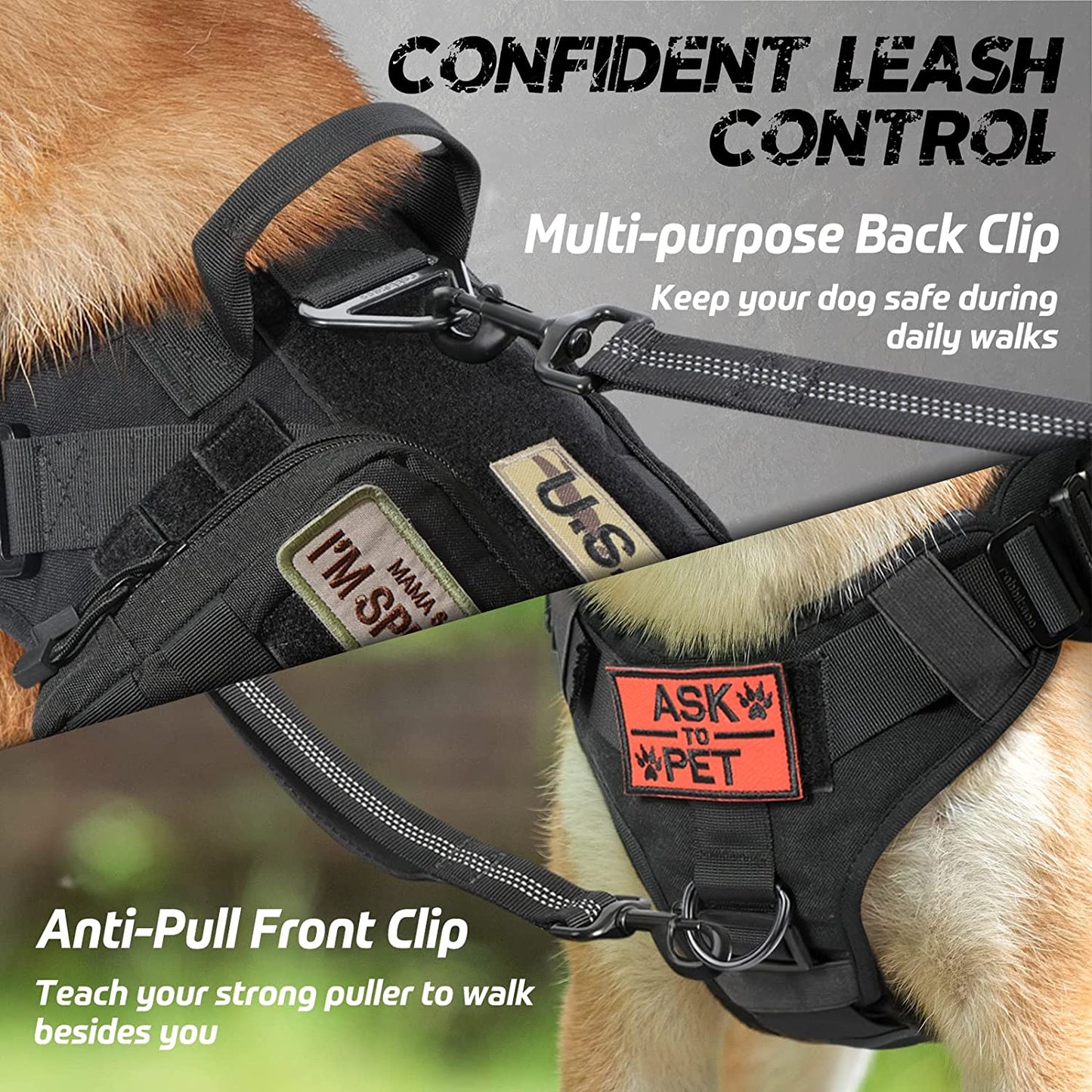 Dog Harness - Heavy Duty Dog Tactical Harness with Handle No-Pull Dog Vest