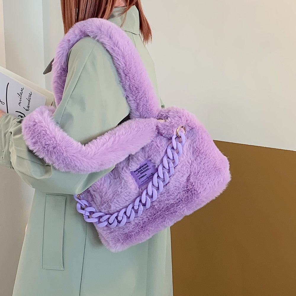 The Tote Bags Fluffy Faux Fur Tote Bag
