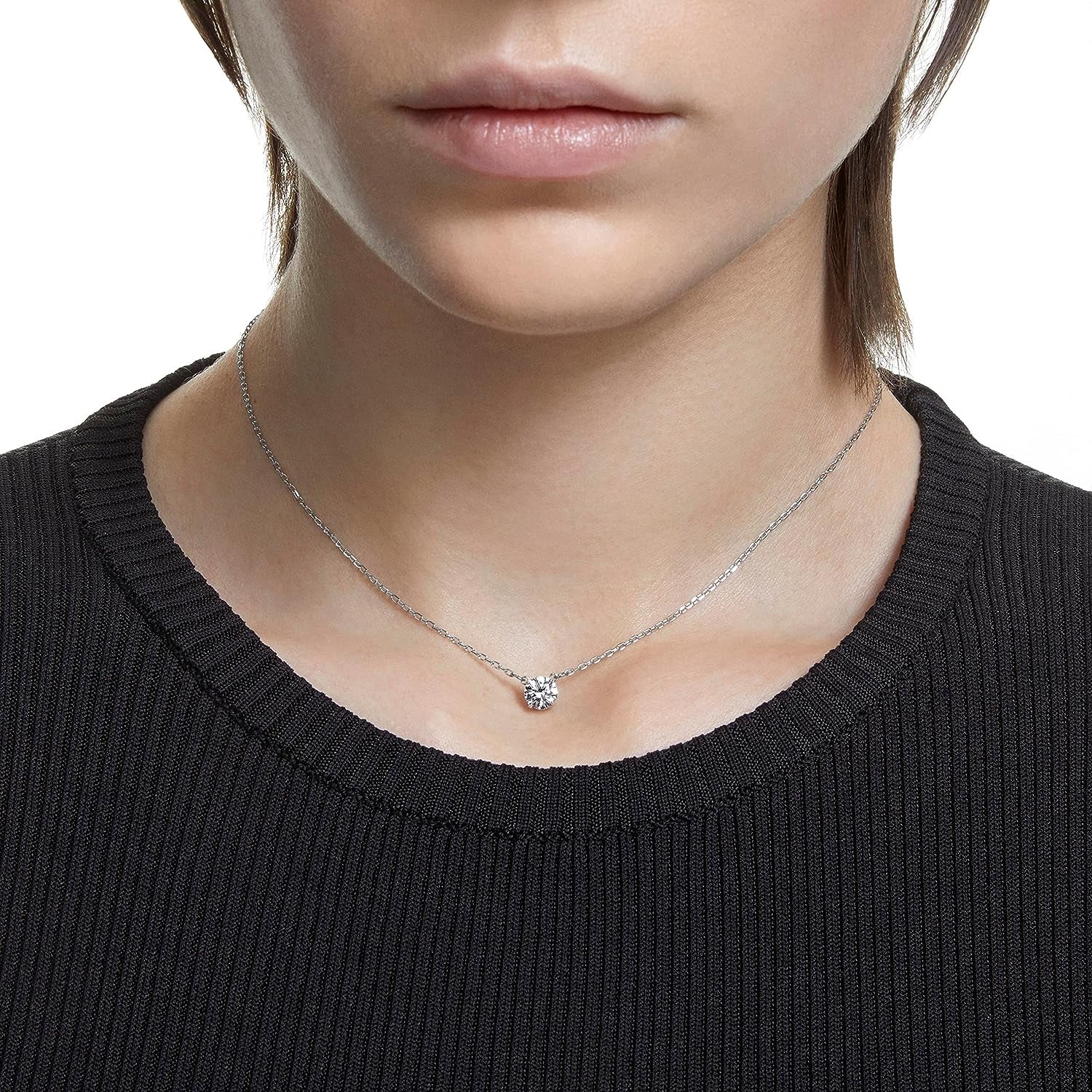 Crystal Attract Necklace Rhodium Tone Finish Jewelry