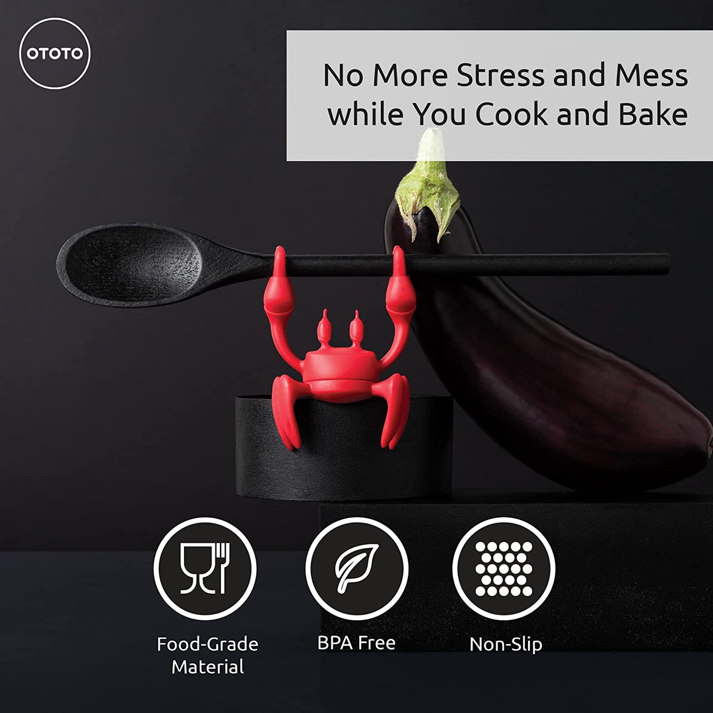 Utensil Holder - Heat Resistant Red Crab Silicone Utensil Rest Kitchen Gifts