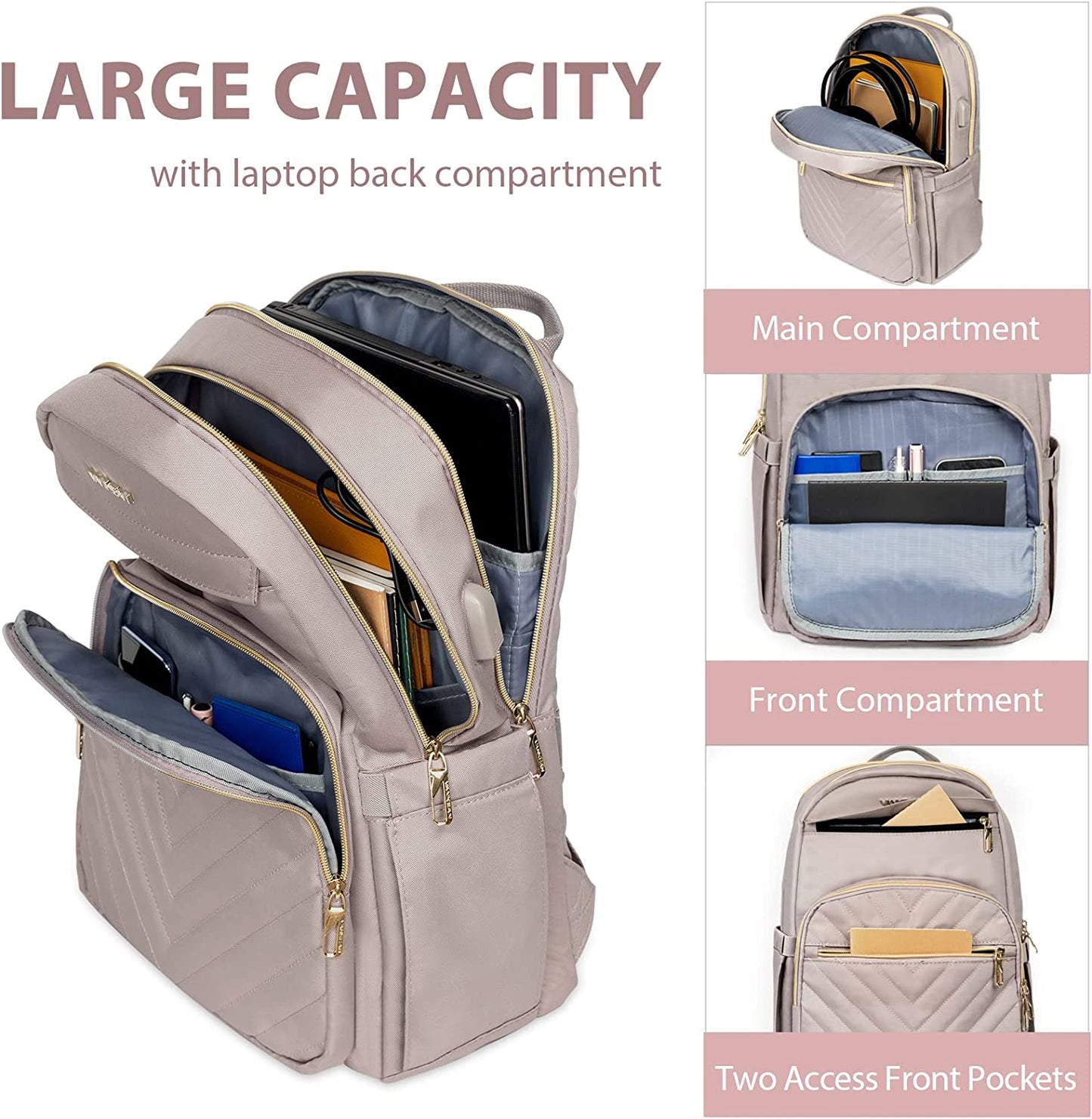Laptop Backpack - Waterproof Laptop Bag with USB Port Travel Bags