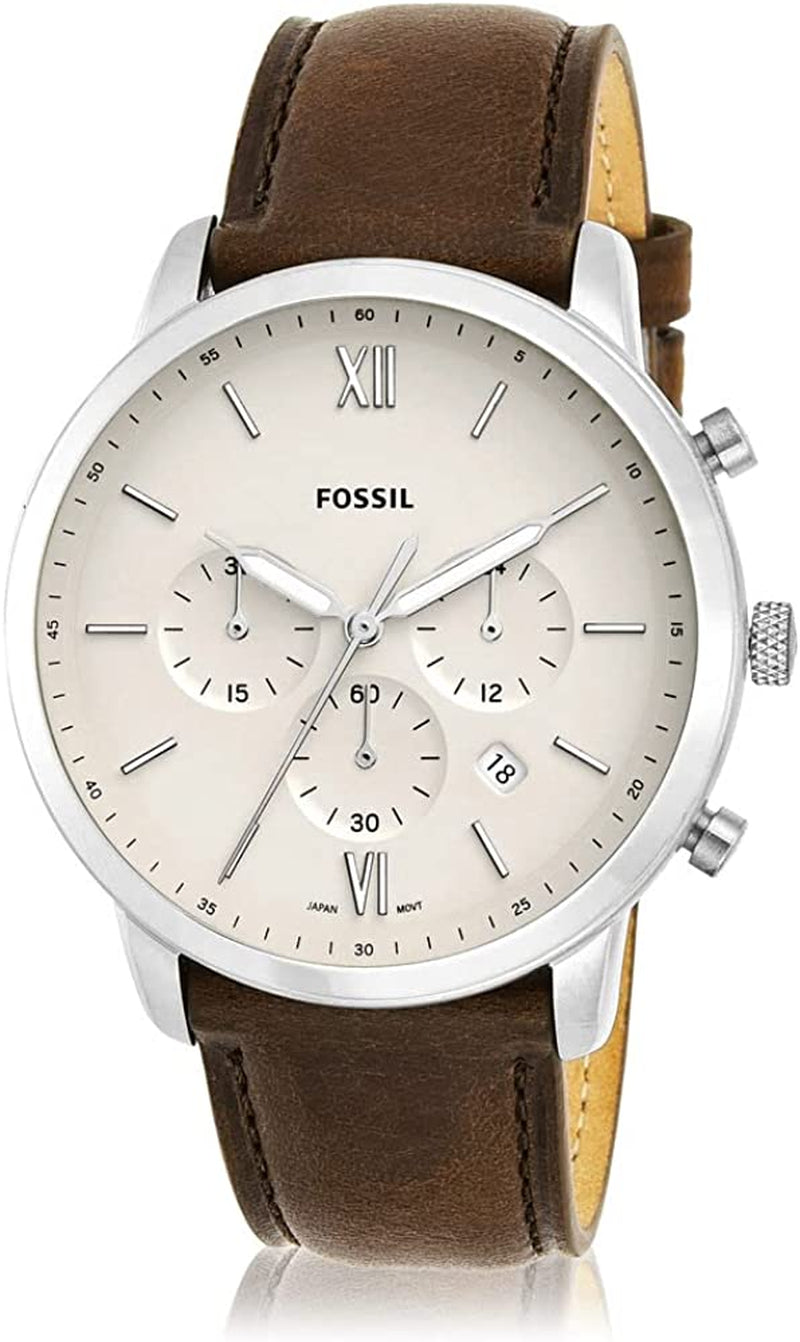 Fossil Neutral Men's Chronograph Watch - Stainless Steel Bracelet or Genuine Leather Band Watches