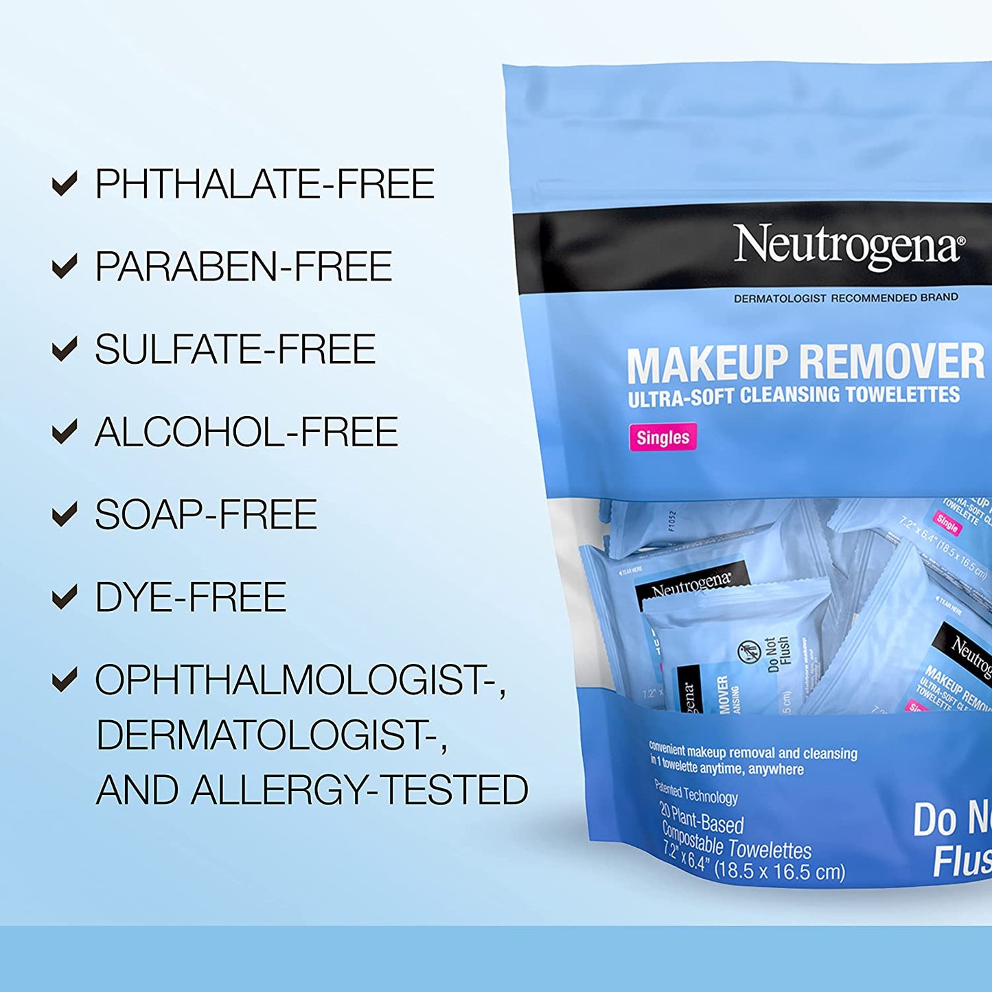Neutrogena - Makeup Remover Facial Cleansing Wipes Removes Oil/Makeup/Waterproof Mascara