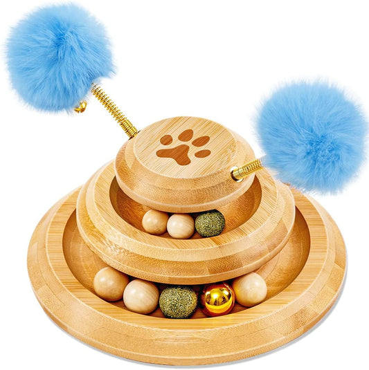 Cat Ball Track - Cat Ball Tower with Removable Balls Interactive Cat Toys for Metal Physical Exercise