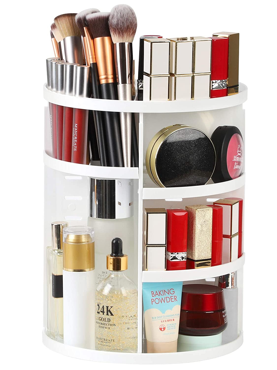 360 Rotating Makeup Organizer DIY Adjustable Bathroom Cosmetics Storage Box