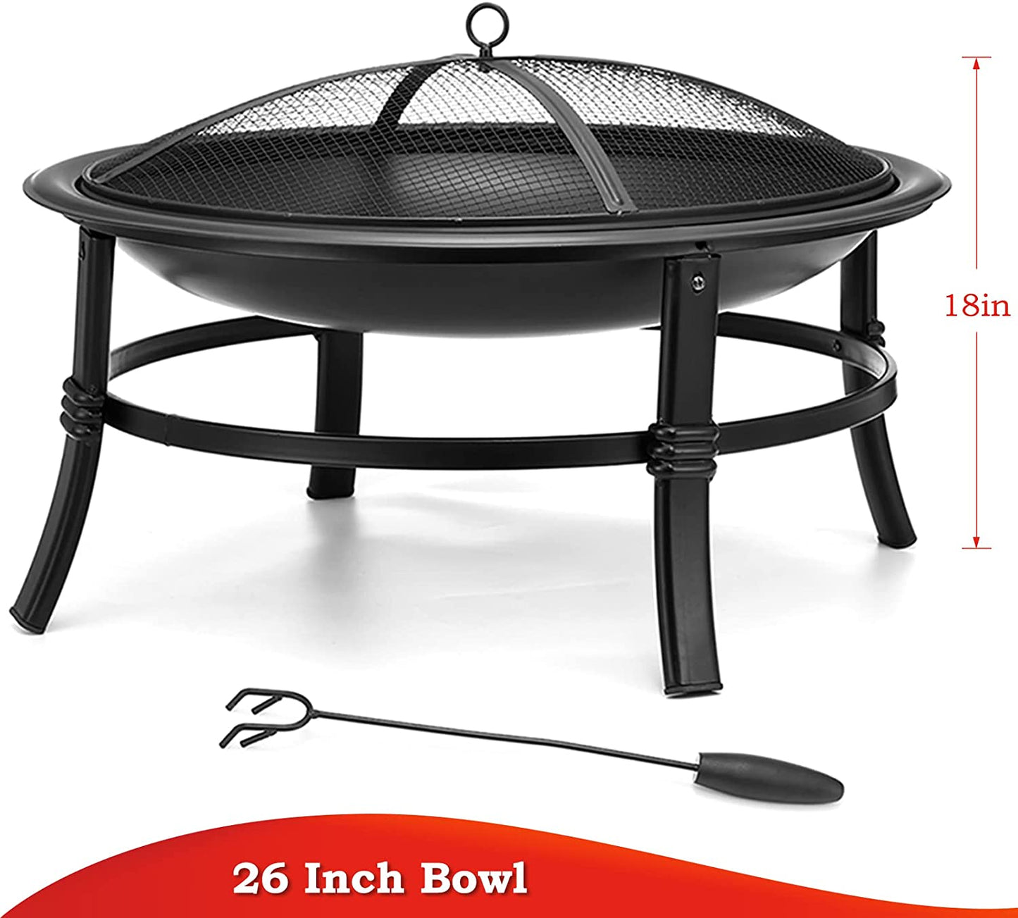 Wood Burning Firepit Bowl for Backyard Camping/Deck Picnic