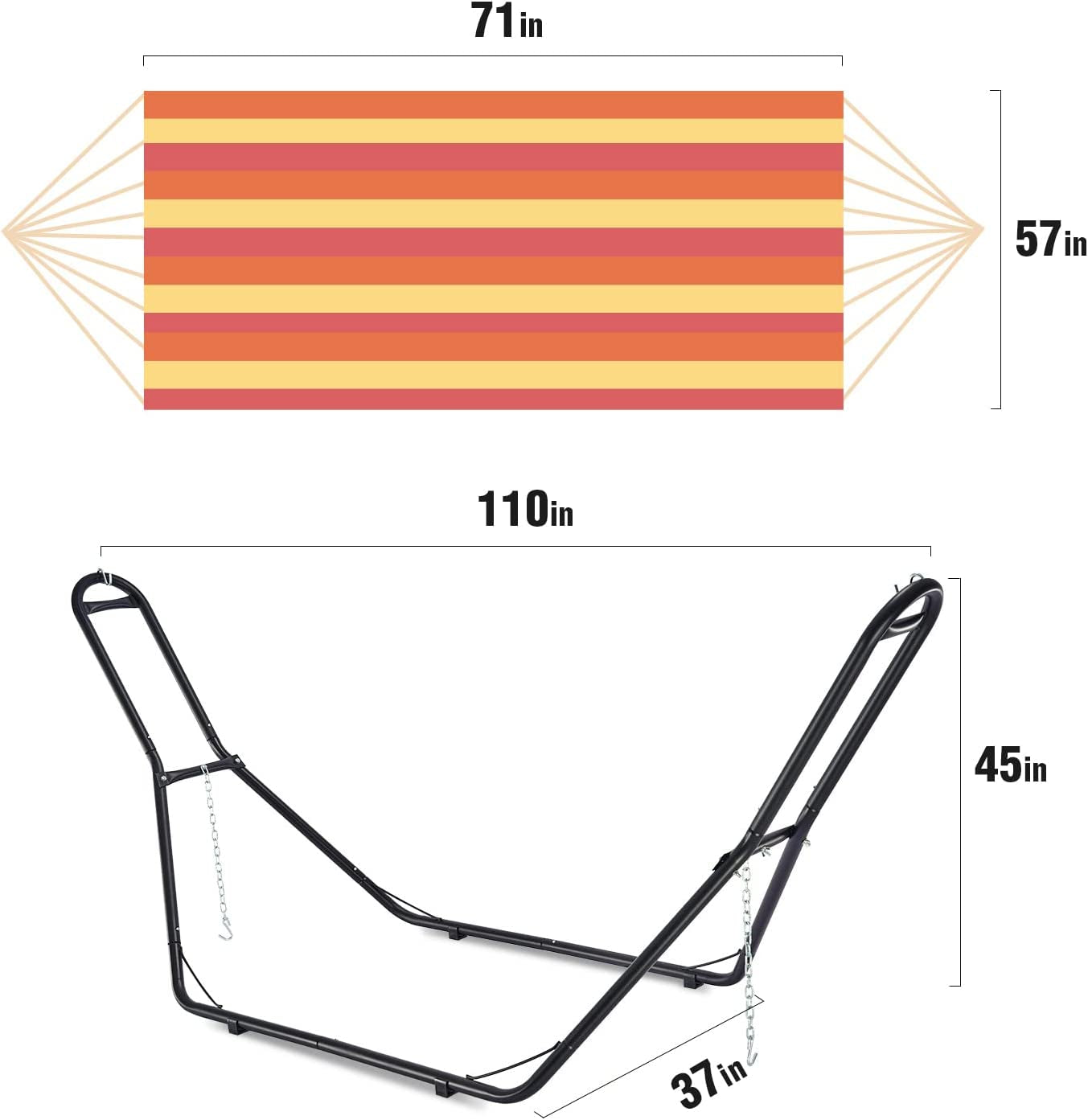2 Person Hammock With Stand - Garden Hammock For Backyard Camping