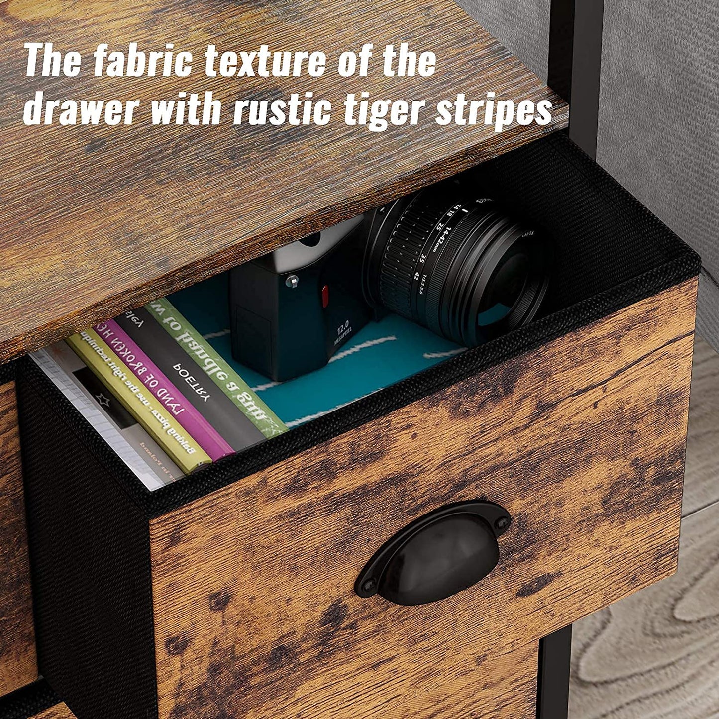 Bedroom Nightstand - Bedside Dresser Organizer with Storage Shelf