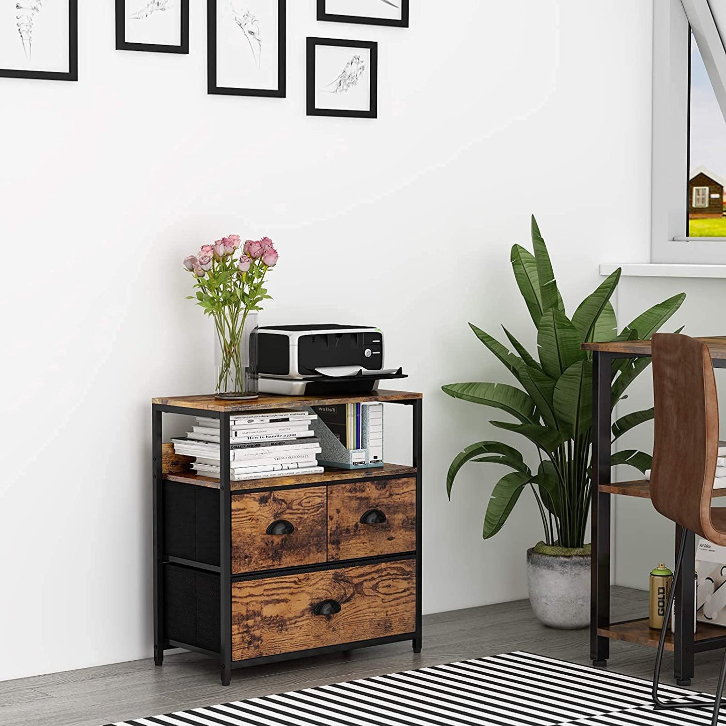Bedroom Nightstand - Bedside Dresser Organizer with Storage Shelf